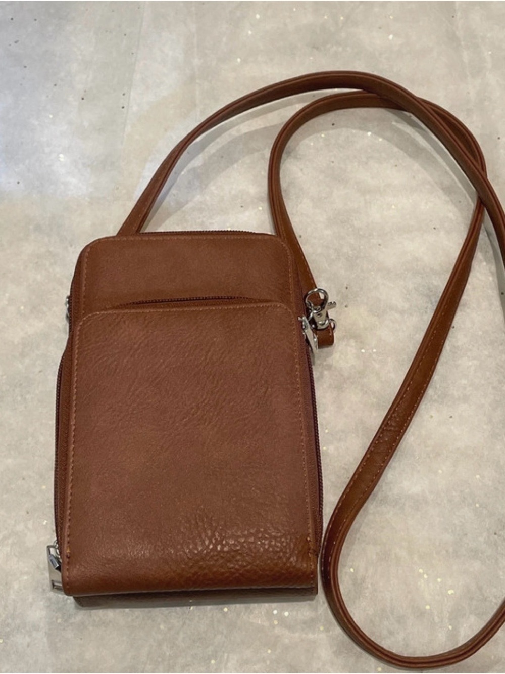 Brown Pebbled Crossbody